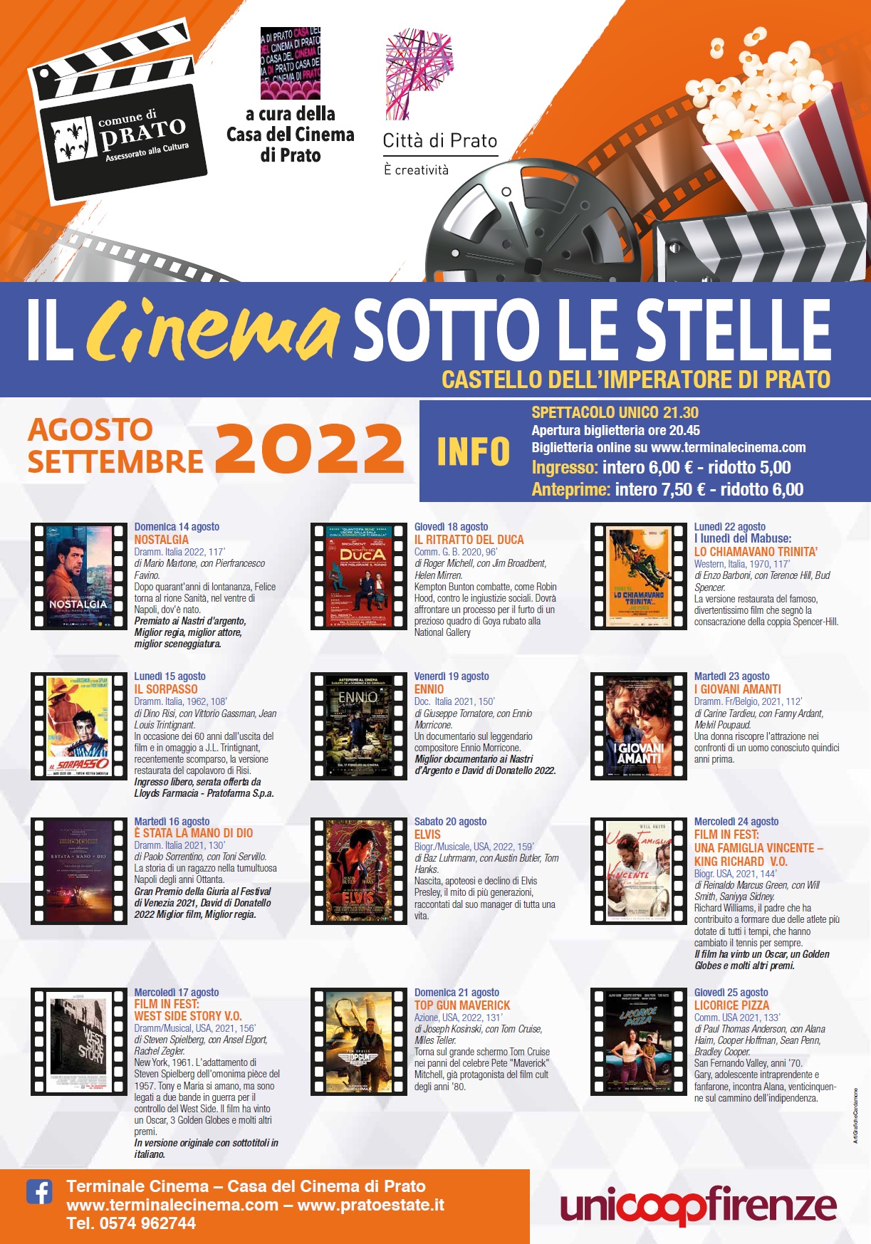 CINEMA AL CASTELLO 2022. IL PROGRAMMA DAL 14 AL 25 AGOSTO